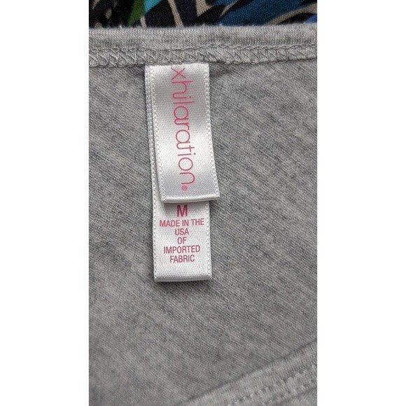 Xhilaration Gray V-Neck Dress with Leaf Print Skirt and Elastic Waistband Medium - Picture 5 of 6